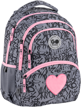 Рюкзак GoPack з ортопедичною спинкою Education Fluffy Heart 40x30x15 см Сірий (GO26-175M-4)