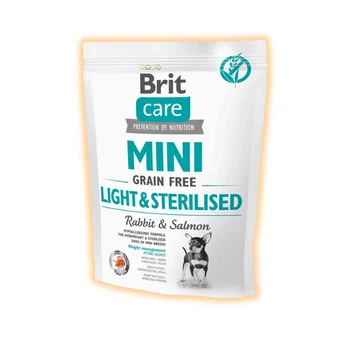 Сухой беззерновой корм Brit Care с кроликом и лососем для стерилизованных и/или с избыточным весом взрослых собак миниатюрных порций, 400 г