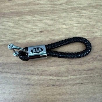 Брелок ремінець шкіряний автомобільний KIA чорний