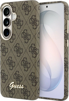 Etui plecki Guess 4G Script MagSafe do Samsung Galaxy S26 Brown (GUHMS26S5P4FWMSW)