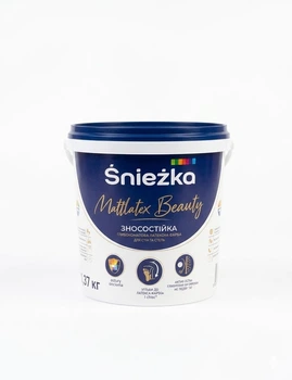Фарба латексна водоемульсійна Sniezka Mattlatex Beauty глибокий мат білий 1л (1,37 кг)