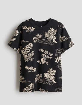 Футболка підліткова графіті H&M (12-14років) 158-164см чорна