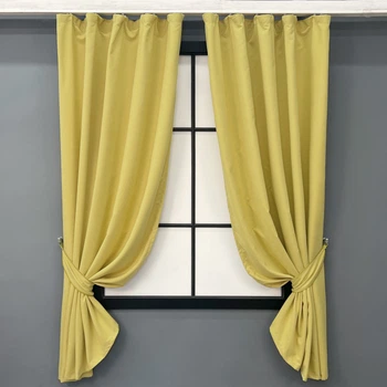 Комплект коротких штор VR-Textil Нубук однотонний № 1520ш Світло-золотистий 130х170 см 2 шт (35-0416)