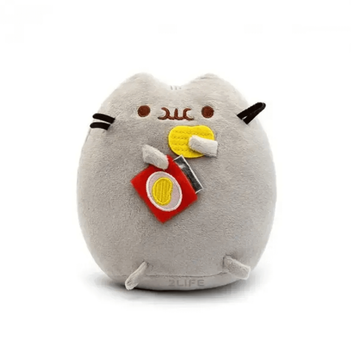 Мягкая игрушка Pusheen The Cat With A Chips Кот с Чипсами в Лапках 18см Серый