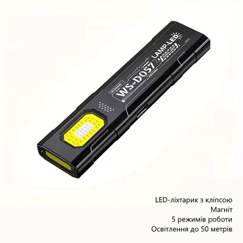 Компактний ручний ліхтарик Flashlight Mini (LED-ліхтарик з кліпсою, магніт, 5 режимів роботи, освітлення до 50 метрів) - Чорний