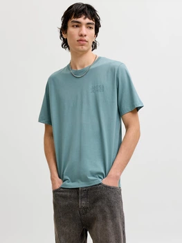Футболка хлопковая длинная мужская Jack & Jones 12151955 L Mineral Blue (5715832167481)