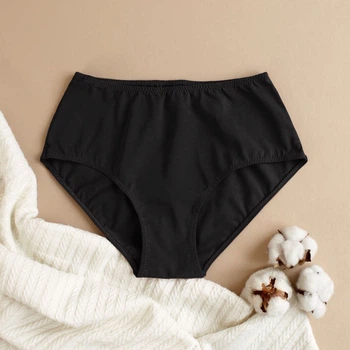 Женские трусы высокая посадка 100% хлопок 48 черный TS2-Cotton100-Black-48 Ladan