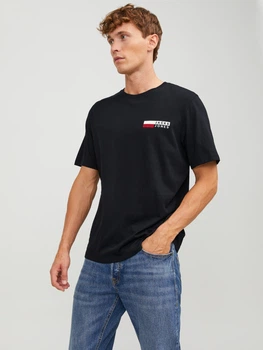 Футболка бавовняна довга чоловіча Jack & Jones 12233999 L Black (5715427843486)