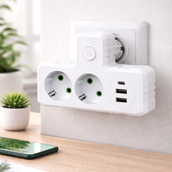 Мережевий фільтр, на 2 розетки + USB порти, розгалужувач без кабелю