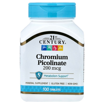 Піколінат хрому 21st Century "Chromium Picolinate" 200 мкг (100 таблеток)