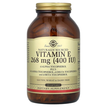 Вітамін Е, SOLGAR "Naturally Sourced Vitamin E 400 МО, зі змішаними токоферолами (250 гельових капсул)