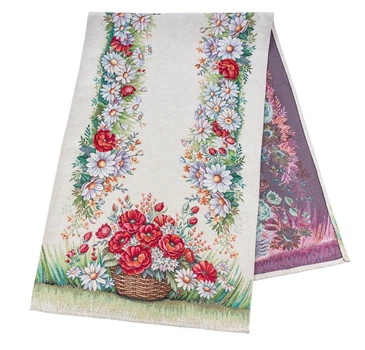 Дорожка гобеленова Ромашки, Прямоугольная, 37x100