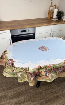 Скатерть Пасхальная гобеленовая Настроение, Овальная, 136x240