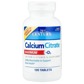 Цитрат кальцію, 21st Century "Calcium Citrate Maximum + D3" з вітаміном D3 (120 таблеток)