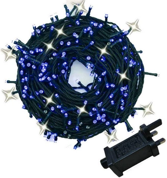 Светодиодная гирлянда YASENN 30 м 300 LED для улицы и помещения, синяя с белыми мерцающими вспышками