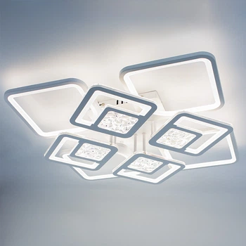 Управляемая светодиодная люстра TETRA TWIST ICE 165W-8S APP-595x595x110-WHITE/CLEAR-220-IP20