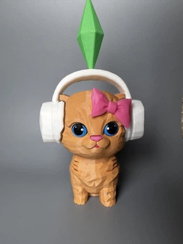 Кот в наушниках, танцующий кот из Симс, Cat Sims Dance — мэм-фигурка, напечатанная на 3D принтере, 17см