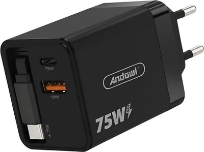 Сетевое зарядное устройство Andowl Q-CD09X1 75W Power Delivery Black (Q-CD09)