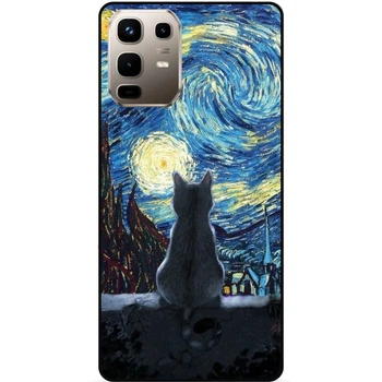 Силиконовый бампер чехол Candy для Infinix Note 50 (X6858) с рисунком Кошечка Звездная ночь Ван Гог