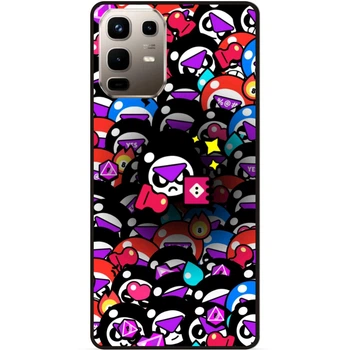 Силиконовый бампер чехол Candy для Infinix Note 50 Pro (X6855) Стикеры Brawl Stars Бравл Старс Мипл Brawl