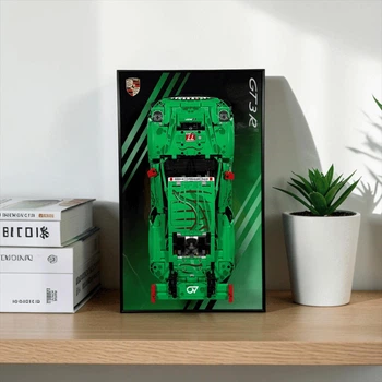 Арт Держатель Рамка на Стену 50x30 см для Вашего Конструктора LEGO Technic Porsche 911 GT3 R REXY AO Racing (42224) - Type-E