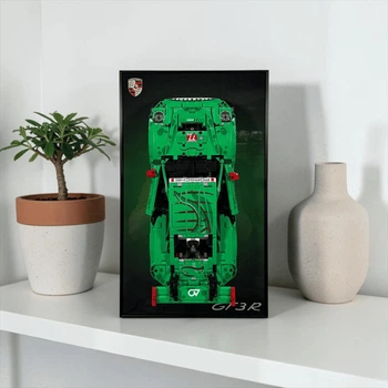 Арт Держатель Рамка на Стену 50x30 см для Вашего Конструктора LEGO Technic Porsche 911 GT3 R REXY AO Racing (42224) - Type-A