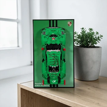 Арт Держатель Рамка на Стену 50x30 см для Вашего Конструктора LEGO Technic Porsche 911 GT3 R REXY AO Racing (42224) - Type-B