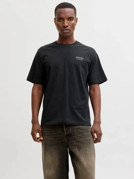 Футболка хлопковая длинная мужская Jack & Jones 12287990 M Black (5715830432994)