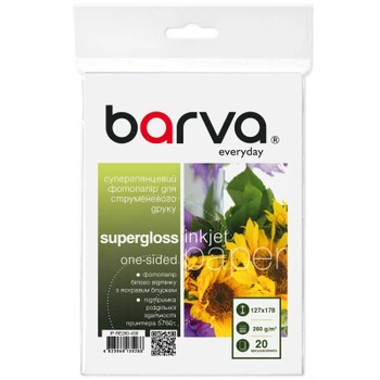 Фотобумага Barva 13x18, 260 g/m2, Everyday, supergloss, 20с (IP-RE260-439)