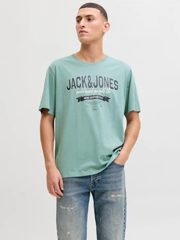 Футболка хлопковая длинная мужская Jack & Jones 12288016 M Mineral Blue (5715830432611)