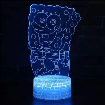 3D світильник-нічник Губка Боб SpongeBob 17 см Різнокольоровий W1