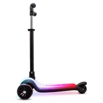 Триколісний дитячий самокат LUMI RIDE із LED- підсвіткою платформою, чорний (Sun Baby)