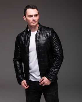Куртка чоловіча з екошкіри без капюшона на застібці 3XL чорна (4089425s6)