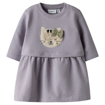 Утепленное платье Name it Cute Cat, цвет сиреневый, размер 86 (261.13251688.LGRA)