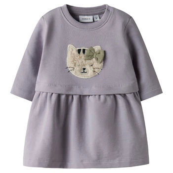 Утеплена сукня Name it Cute Cat, колір бузковий, розмір 80 (261.13251688.LGRA)