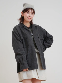 Рубашка хлопковая утепленная оверсайз женская Uniqlo 440140726 M Серая (1159856160)