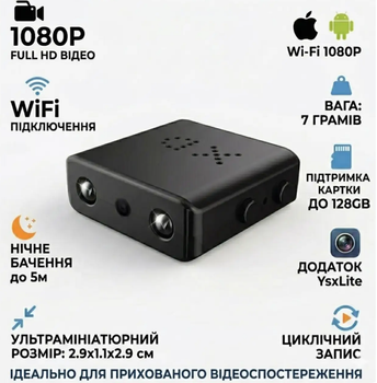 Мини-камера XD Mini Full HD 1080P с ночным видением и датчиком движения Wi-Fi
