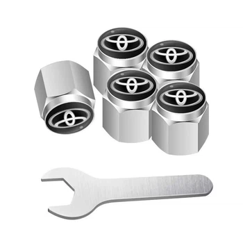 Металлические колпачки на ниппель с логотипом Toyota хром 5 шт