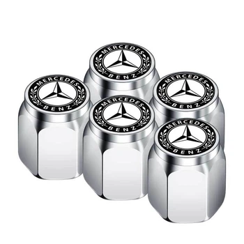Металеві ковпачки на ніпель з логотипом Mercedes хром 5 шт