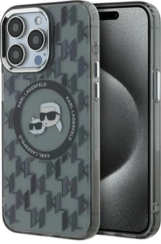 Панель Karl Lagerfeld IML Monogram Karl & Choupette Head MagSafe для Apple iPhone 15 Pro Black (3666339284909)