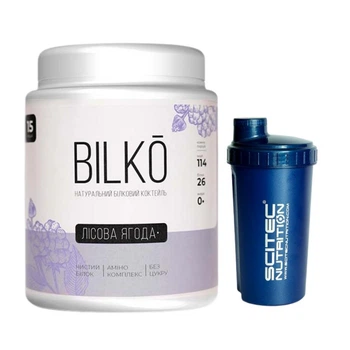 Комплект Протеїн BILKO Whey Protein 80% Лісова ягода 450 г 15 порцій и шейкер 600 мл