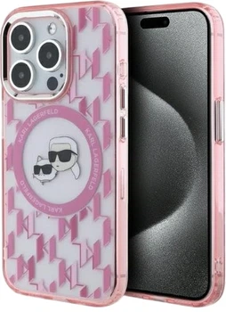 Панель Karl Lagerfeld IML Monogram Karl & Choupette Head MagSafe для Apple iPhone 15 Pro Pink (3666339285043)