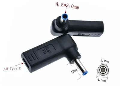 Переходник PD (Power Delivery) триггер 19.5v Type-C (female) (max 5a, 100w) на 4.5x3.0mm (+pin) for HP с USB Type-C (Female)