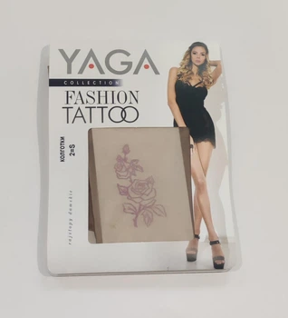 Колготи жіночі 20 Den Yaga Tattoo з імітацією тату крила р. 3 колір натуральний