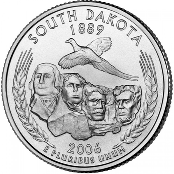 Монета 25 центів (квотер) США 2006 D BU "Штати і території - Південна Дакота. South Dakota