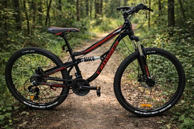 Велосипед горный алюминиевый Crosser Legion 26" рама 14" Черно-красный подростковый