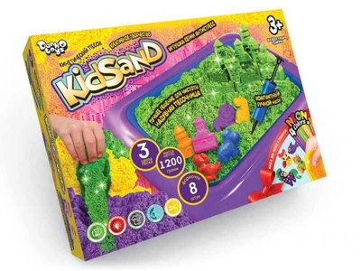 Набір для креативної творчості: Кінетичний пісок KidSand 1200г + піщанка укр. (6), KS-02-02U