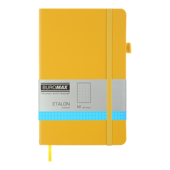 Книга записна Buromax Etalon 125*195мм 96 аркушів у крапку обкладинка штучна шкіра Жовта (BM.291360-08)
