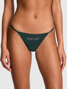 Женские трусики Victoria's Secret (2889177891784) Logo Cotton Scoop Thong L зеленые