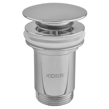 Донный клапан для раковины Koer PW-08-01 1 1/4'' без перелива автоматический СLICK-СLACK (Цвет хром ) (KR5786)